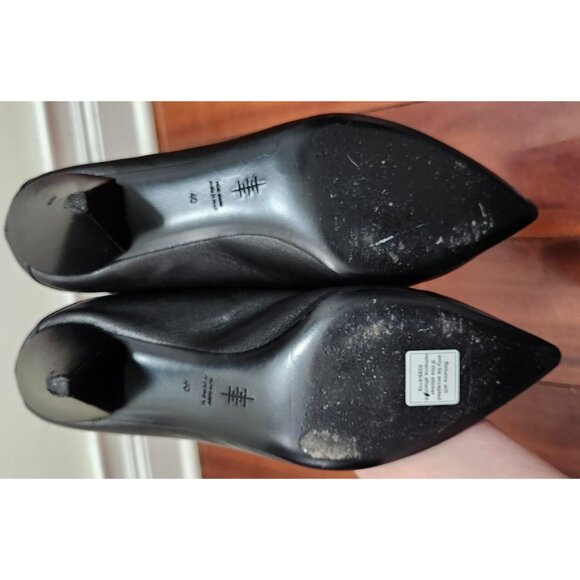 ALUMNAE Italy Black Leather V-Cut Heels 40 Made Italy Minimalist Sculpted Pumps - Picture 13 of 16